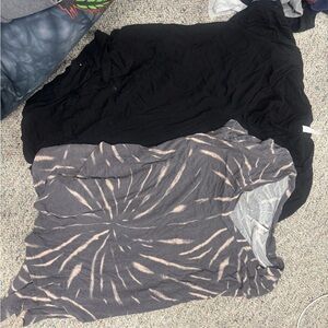 Black Tee + Gray Tie-Dye Tee - Casual Short Sleeve Tops